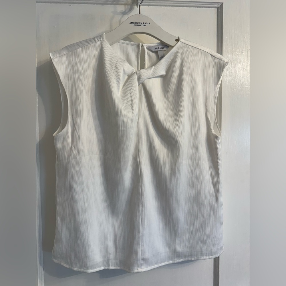 White Nine West twist front blouse
